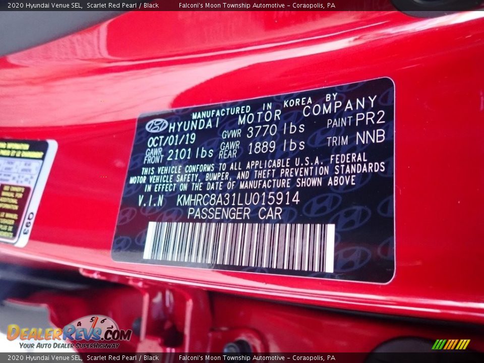 2020 Hyundai Venue SEL Scarlet Red Pearl / Black Photo #12