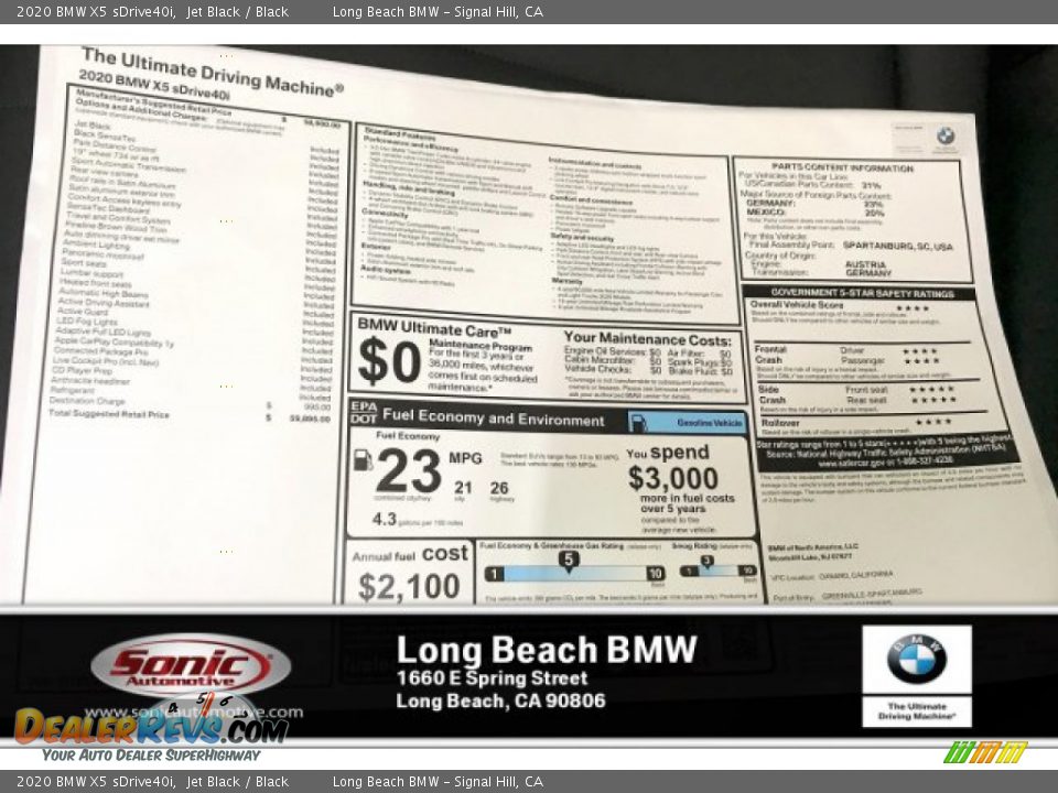 2020 BMW X5 sDrive40i Jet Black / Black Photo #10