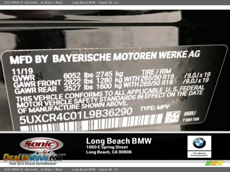2020 BMW X5 sDrive40i Jet Black / Black Photo #11