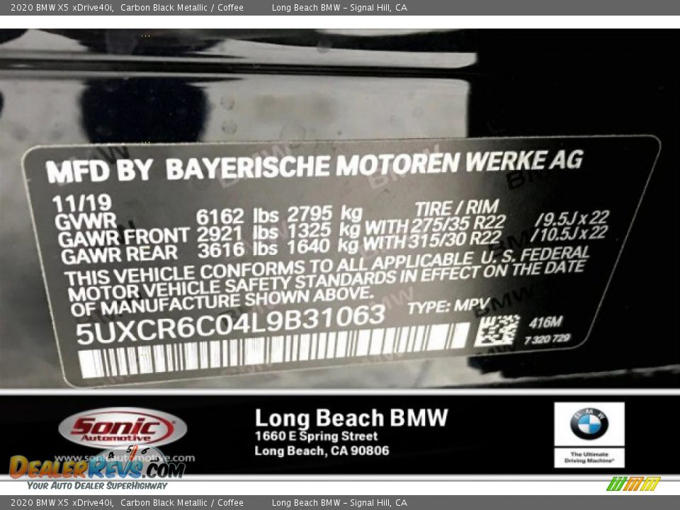 2020 BMW X5 xDrive40i Carbon Black Metallic / Coffee Photo #11