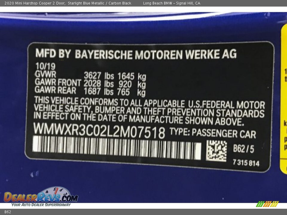 Mini Color Code B62 Starlight Blue Metallic