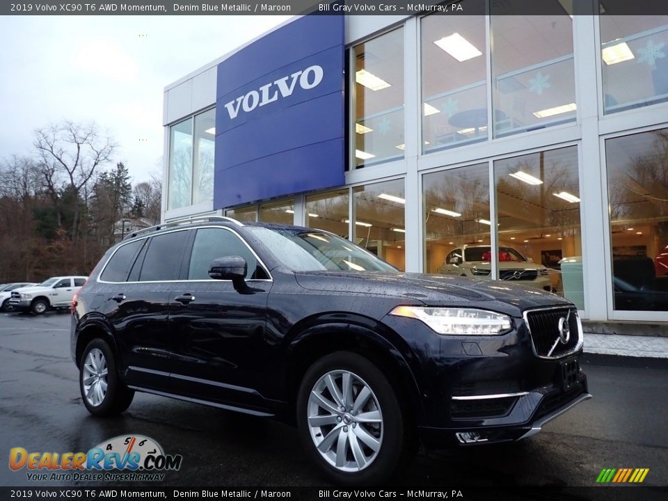 2019 Volvo XC90 T6 AWD Momentum Denim Blue Metallic / Maroon Photo #1