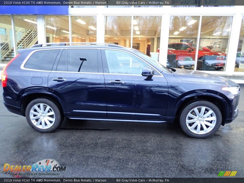 2019 Volvo XC90 T6 AWD Momentum Denim Blue Metallic / Maroon Photo #2