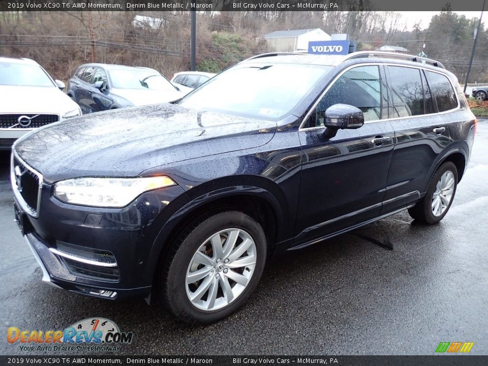 2019 Volvo XC90 T6 AWD Momentum Denim Blue Metallic / Maroon Photo #8