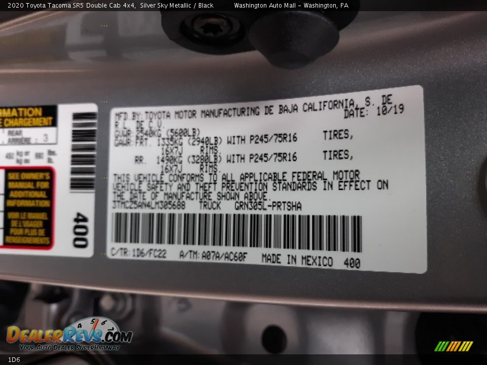 1D6 - 2020 Toyota Tacoma