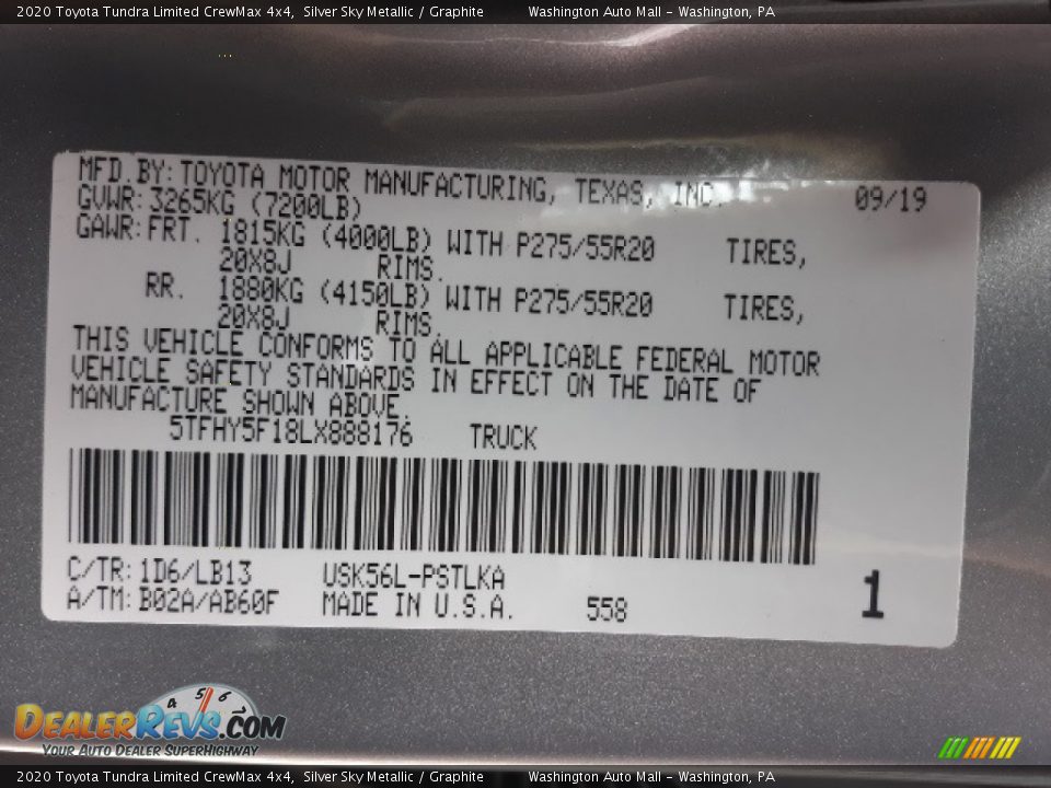 2020 Toyota Tundra Limited CrewMax 4x4 Silver Sky Metallic / Graphite Photo #11