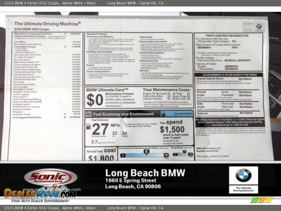 2020 BMW 4 Series 430i Coupe Alpine White / Black Photo #10