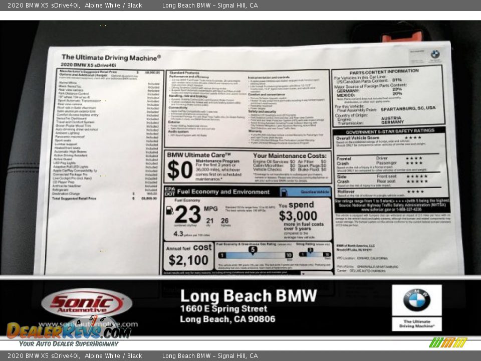 2020 BMW X5 sDrive40i Alpine White / Black Photo #10