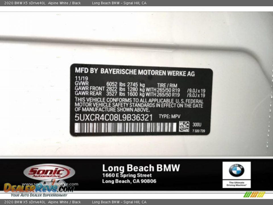 2020 BMW X5 sDrive40i Alpine White / Black Photo #11