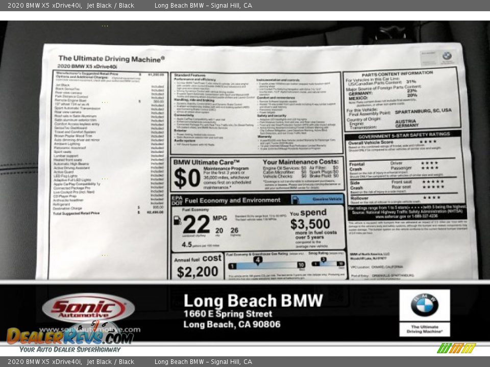 2020 BMW X5 xDrive40i Jet Black / Black Photo #10