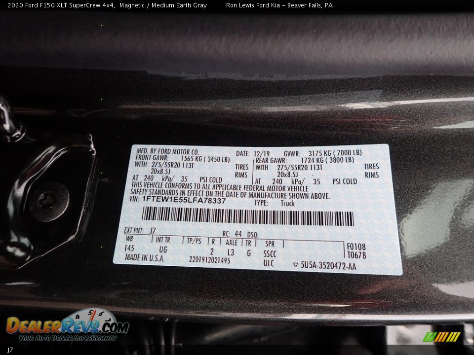 Ford Color Code J7 Magnetic