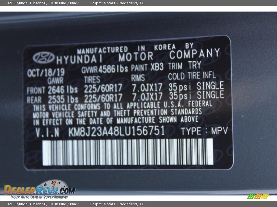 2020 Hyundai Tucson SE Dusk Blue / Black Photo #23