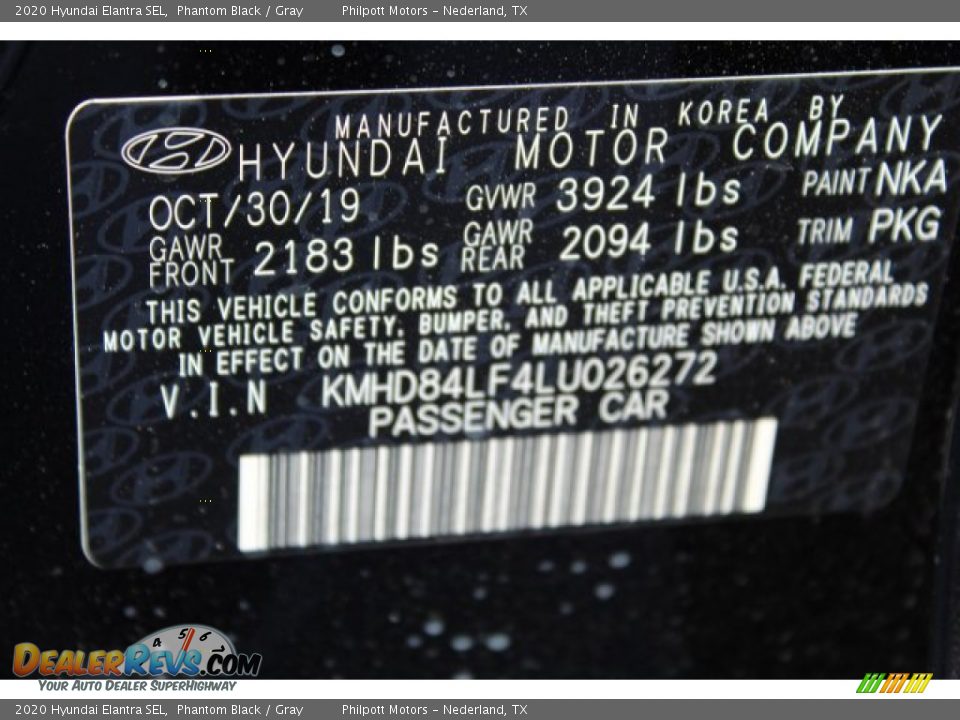2020 Hyundai Elantra SEL Phantom Black / Gray Photo #24
