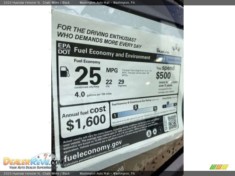 2020 Hyundai Veloster N Window Sticker Photo #13