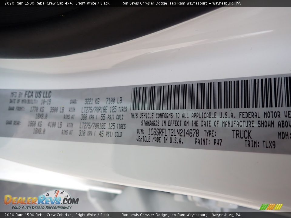 2020 Ram 1500 Rebel Crew Cab 4x4 Bright White / Black Photo #15