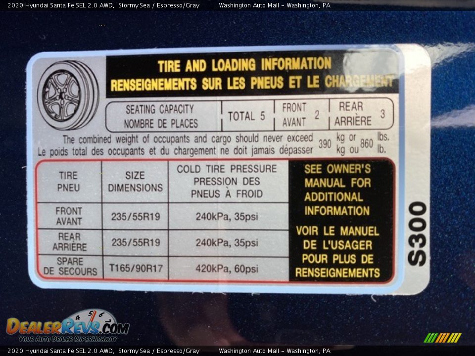 2020 Hyundai Santa Fe SEL 2.0 AWD Stormy Sea / Espresso/Gray Photo #9