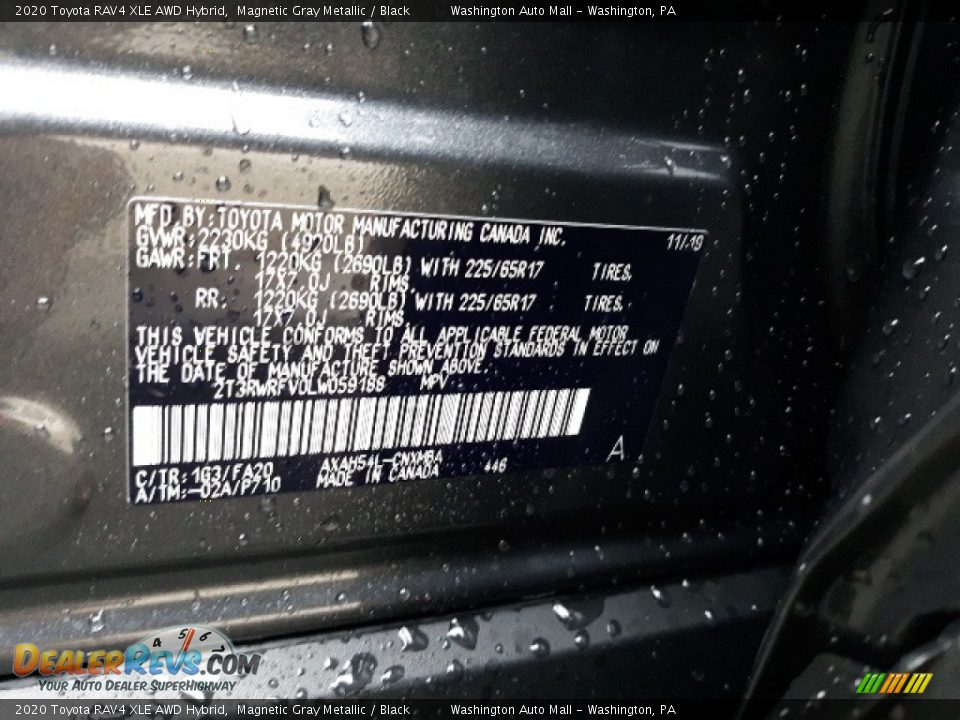 2020 Toyota RAV4 XLE AWD Hybrid Magnetic Gray Metallic / Black Photo #12
