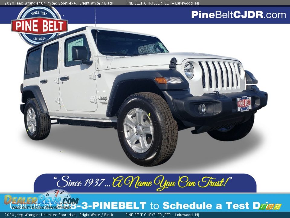 2020 Jeep Wrangler Unlimited Sport 4x4 Bright White / Black Photo #1