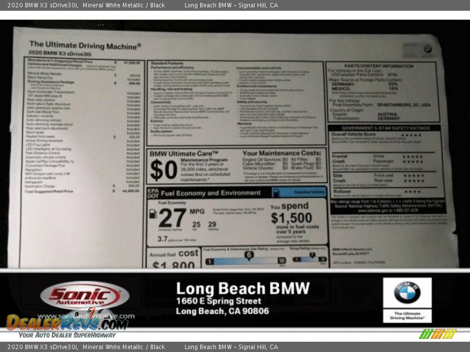 2020 BMW X3 sDrive30i Mineral White Metallic / Black Photo #10