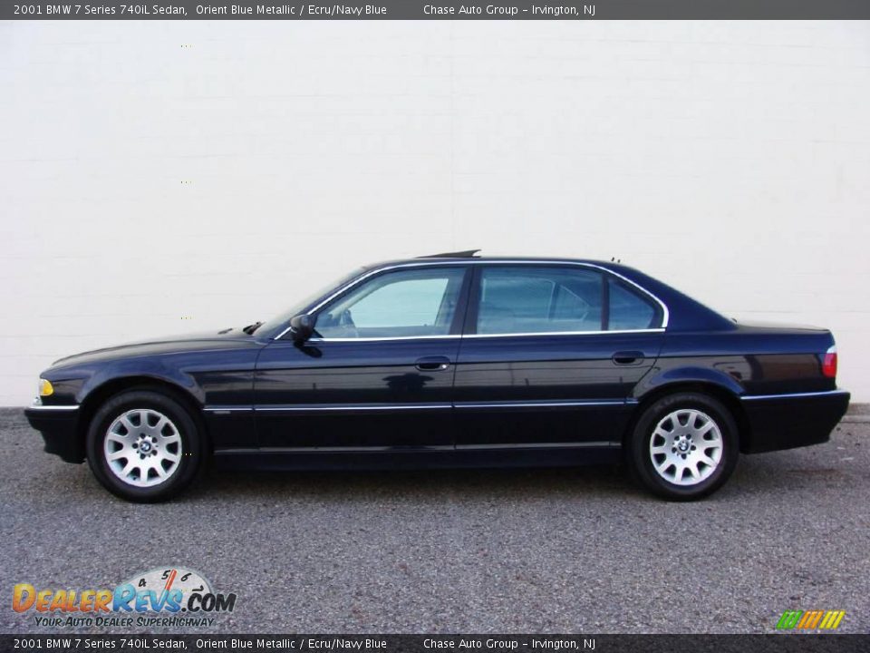 2001 BMW 7 Series 740iL Sedan Orient Blue Metallic / Ecru/Navy Blue Photo #2