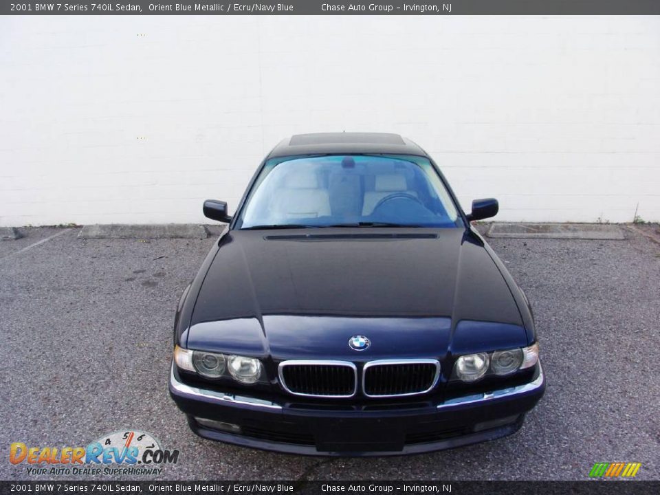 2001 BMW 7 Series 740iL Sedan Orient Blue Metallic / Ecru/Navy Blue Photo #4