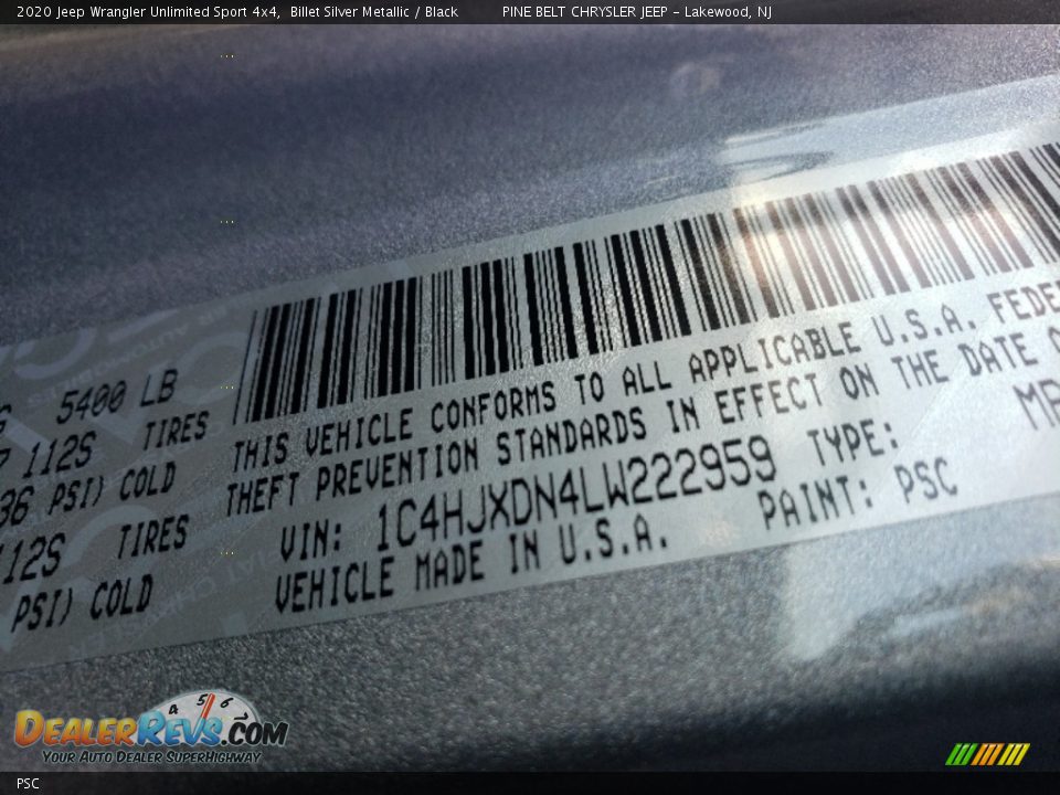 Jeep Color Code PSC Billet Silver Metallic