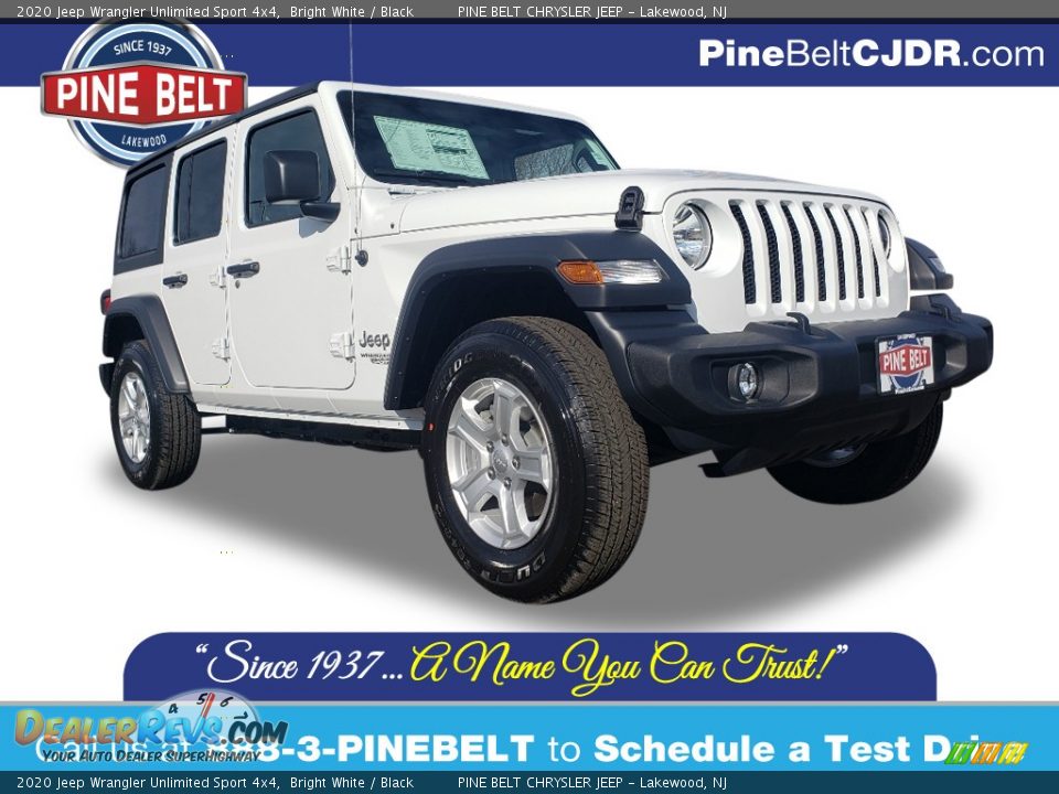 2020 Jeep Wrangler Unlimited Sport 4x4 Bright White / Black Photo #1