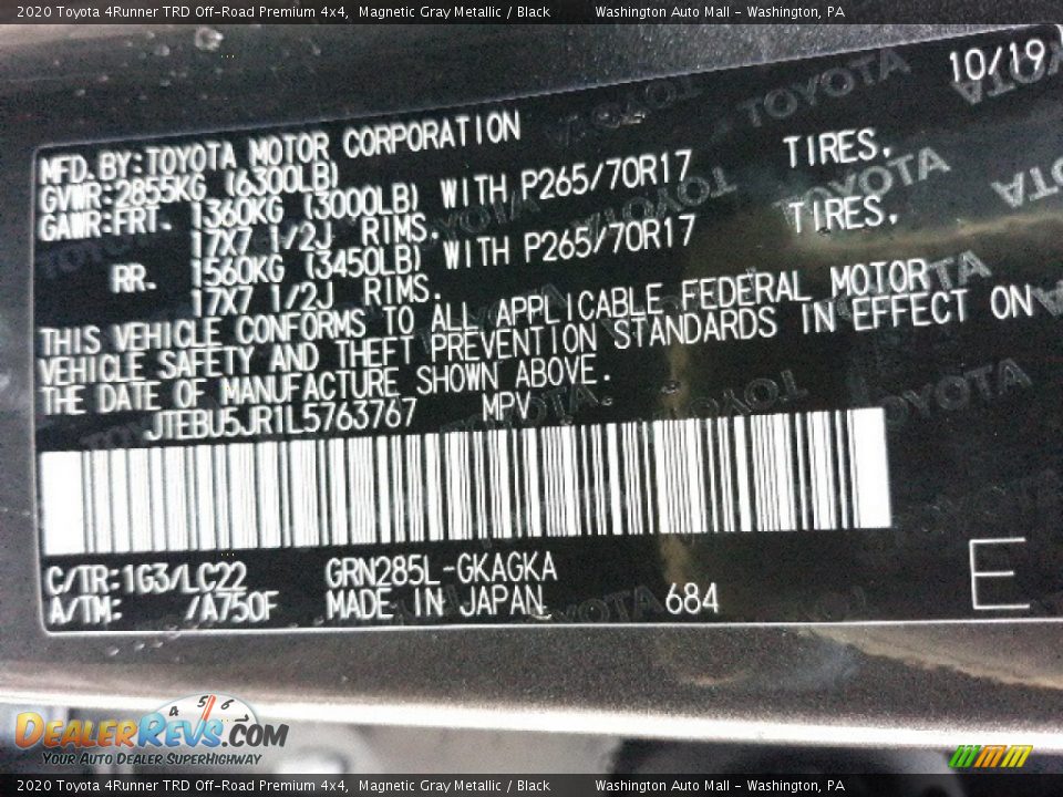 2020 Toyota 4Runner TRD Off-Road Premium 4x4 Magnetic Gray Metallic / Black Photo #13