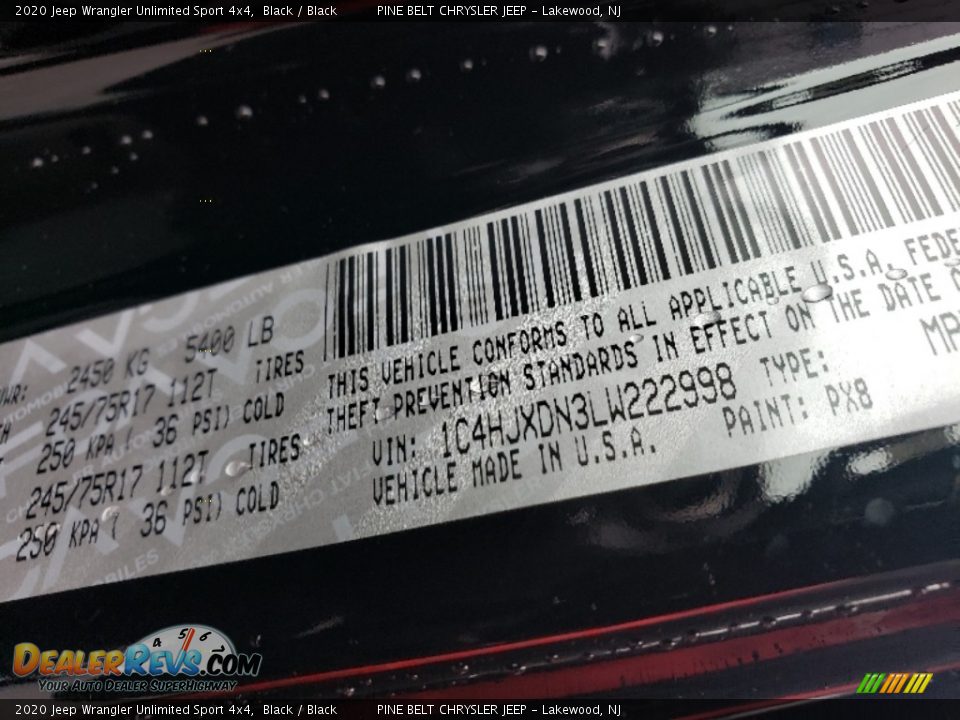 2020 Jeep Wrangler Unlimited Sport 4x4 Black / Black Photo #9