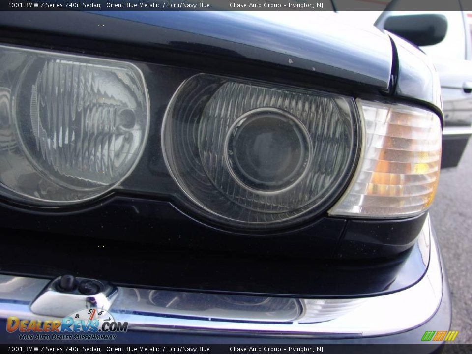 2001 BMW 7 Series 740iL Sedan Orient Blue Metallic / Ecru/Navy Blue Photo #16