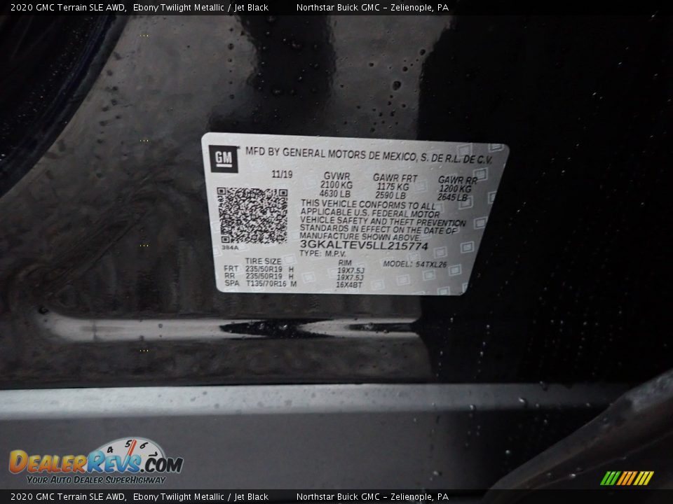 2020 GMC Terrain SLE AWD Ebony Twilight Metallic / Jet Black Photo #11