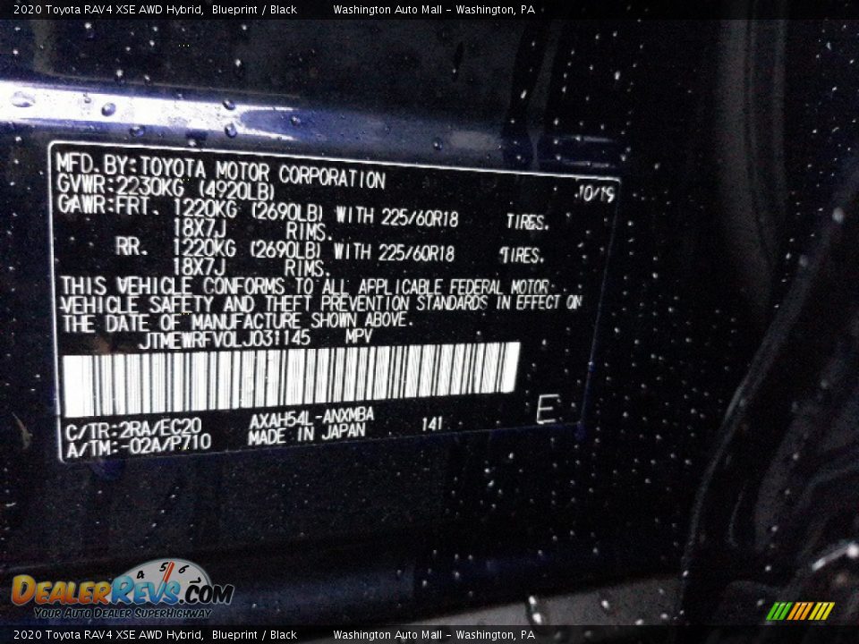 2020 Toyota RAV4 XSE AWD Hybrid Blueprint / Black Photo #24