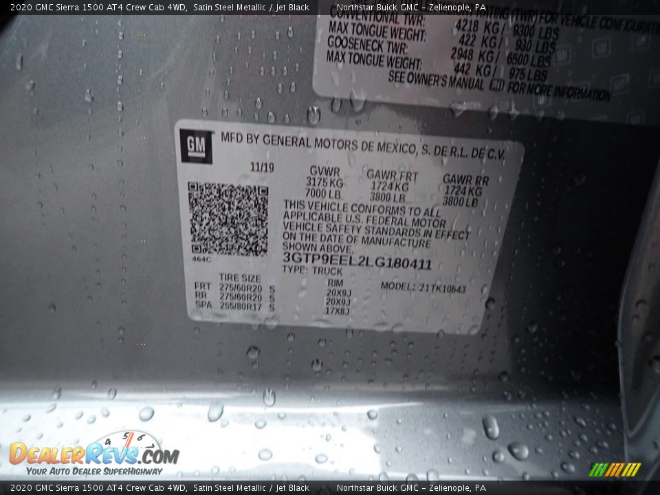 2020 GMC Sierra 1500 AT4 Crew Cab 4WD Satin Steel Metallic / Jet Black Photo #10