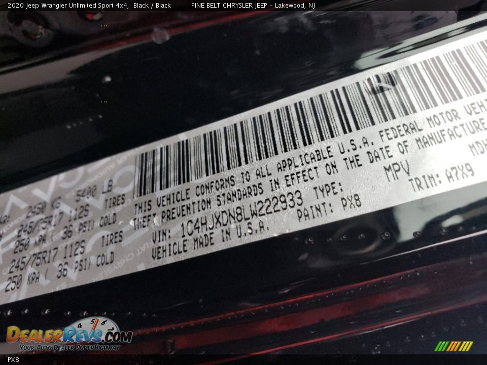 Jeep Color Code PX8 Black