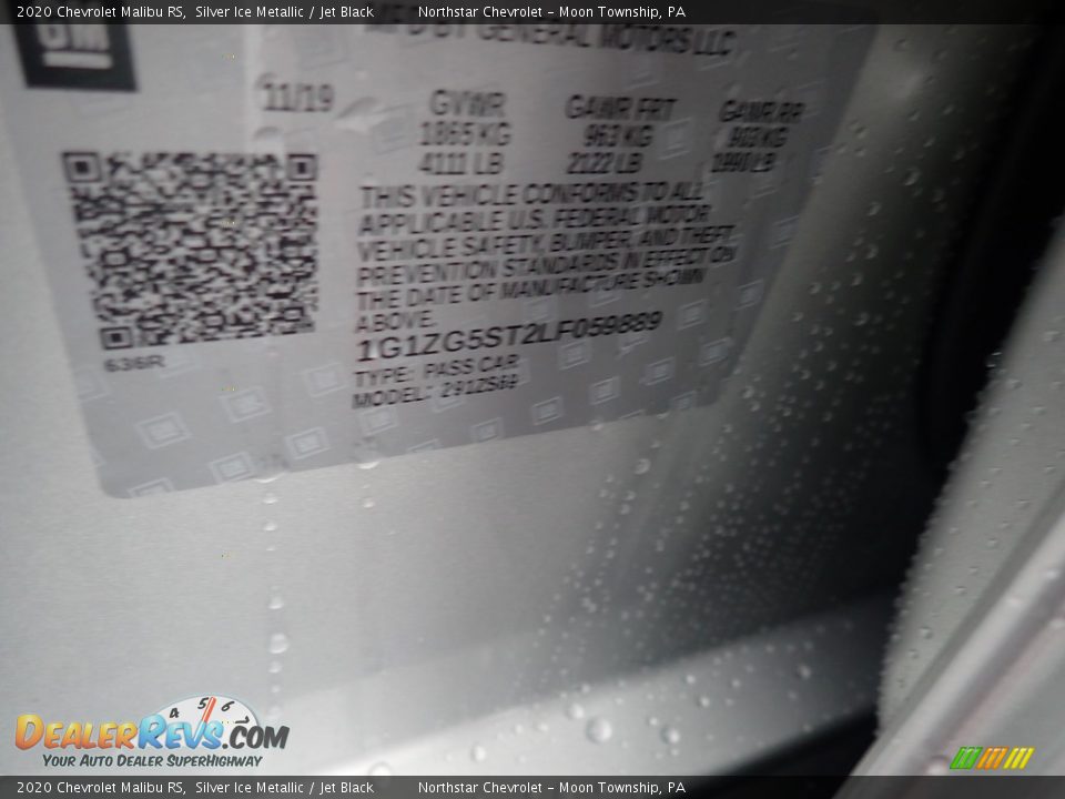 2020 Chevrolet Malibu RS Silver Ice Metallic / Jet Black Photo #15