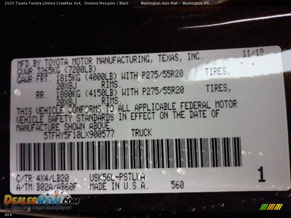 Toyota Color Code 4X4 Smoked Mesquite