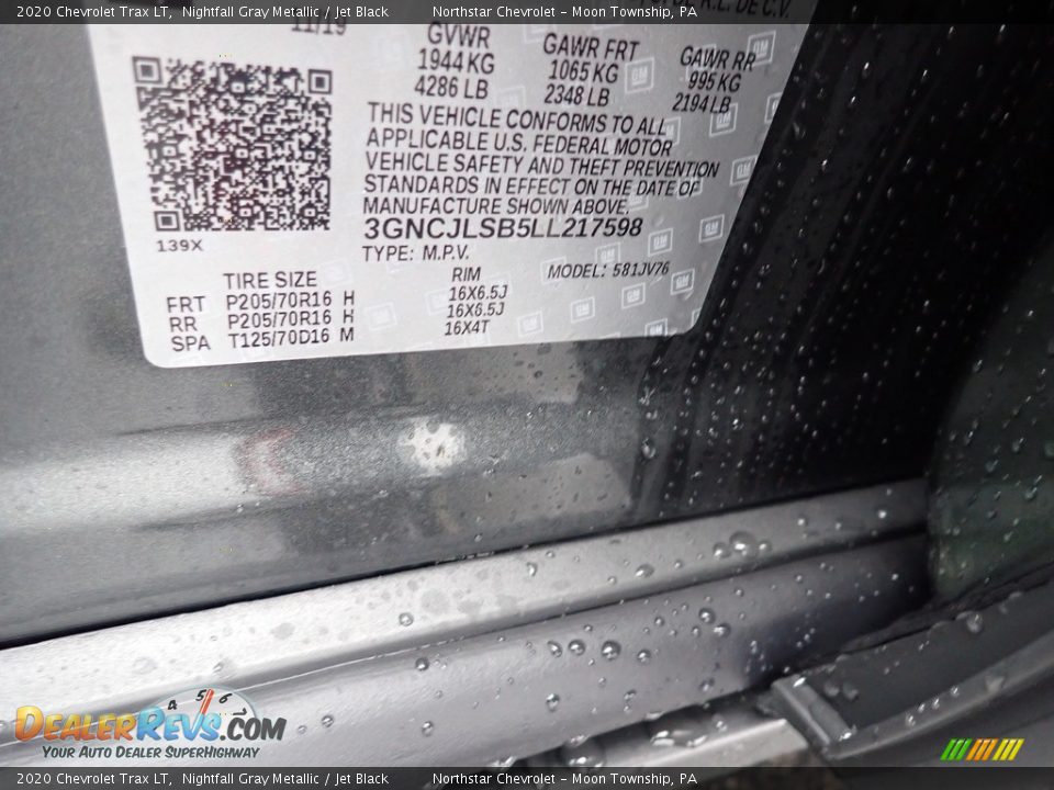 2020 Chevrolet Trax LT Nightfall Gray Metallic / Jet Black Photo #16