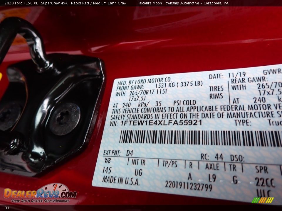 Ford Color Code D4 Rapid Red
