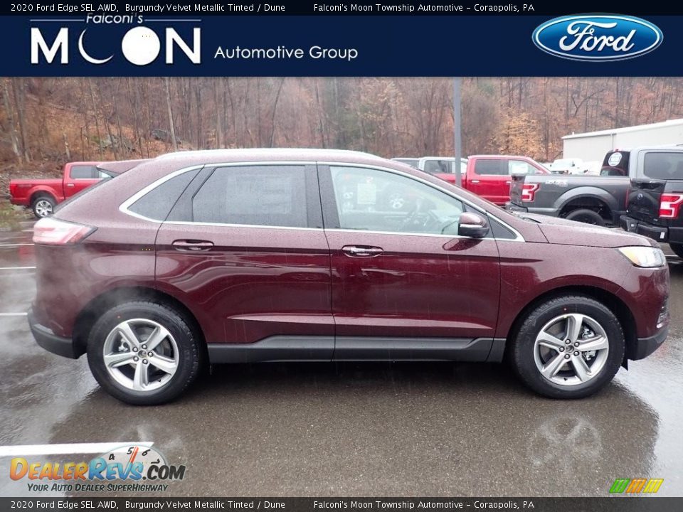 2020 Ford Edge SEL AWD Burgundy Velvet Metallic Tinted / Dune Photo #1