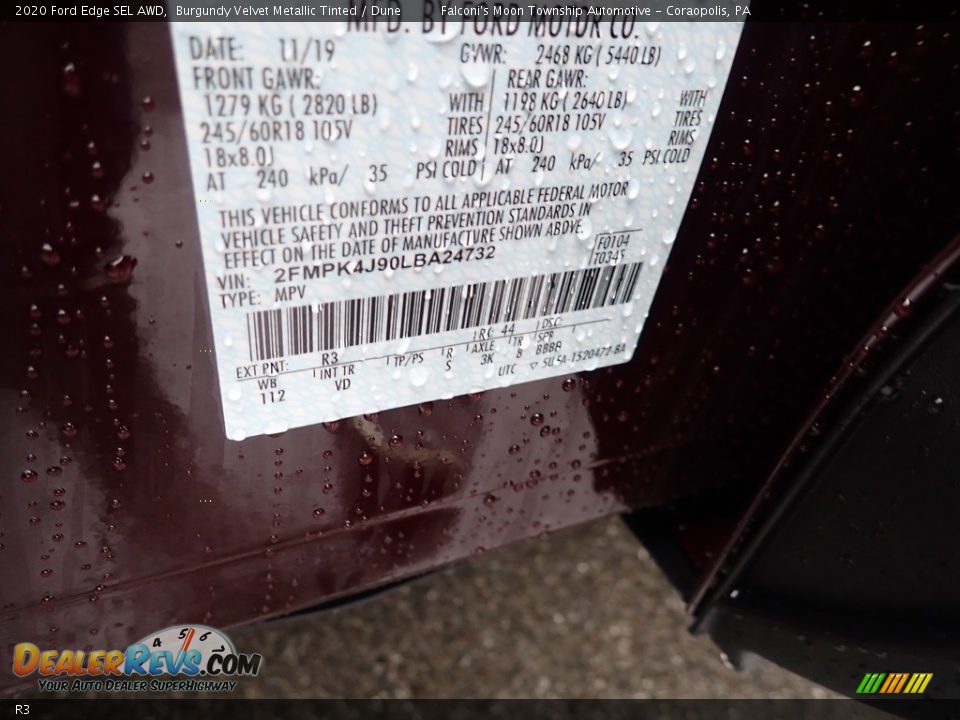 Ford Color Code R3 Burgundy Velvet Metallic Tinted
