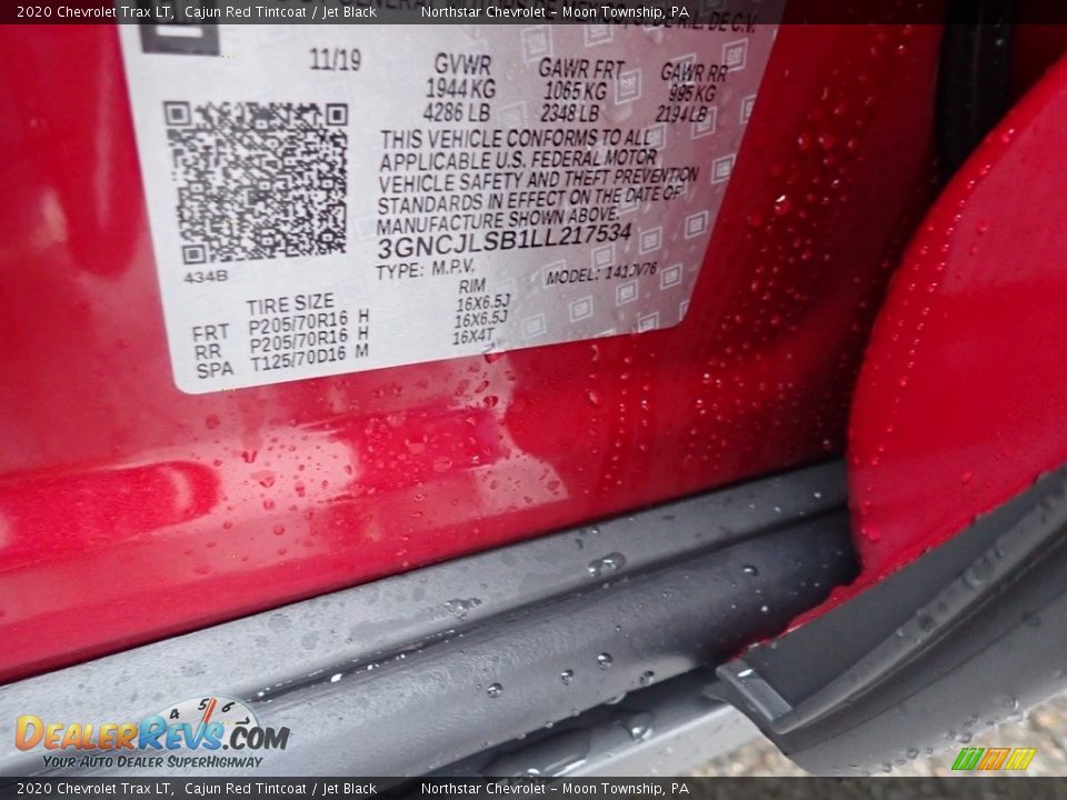 2020 Chevrolet Trax LT Cajun Red Tintcoat / Jet Black Photo #16