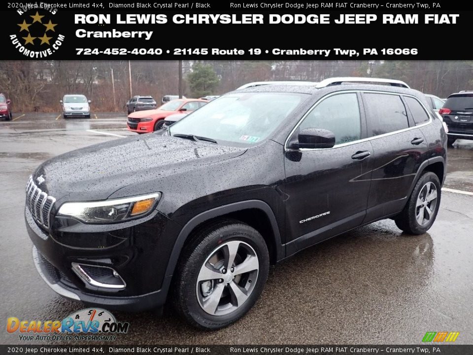 2020 Jeep Cherokee Limited 4x4 Diamond Black Crystal Pearl / Black Photo #1