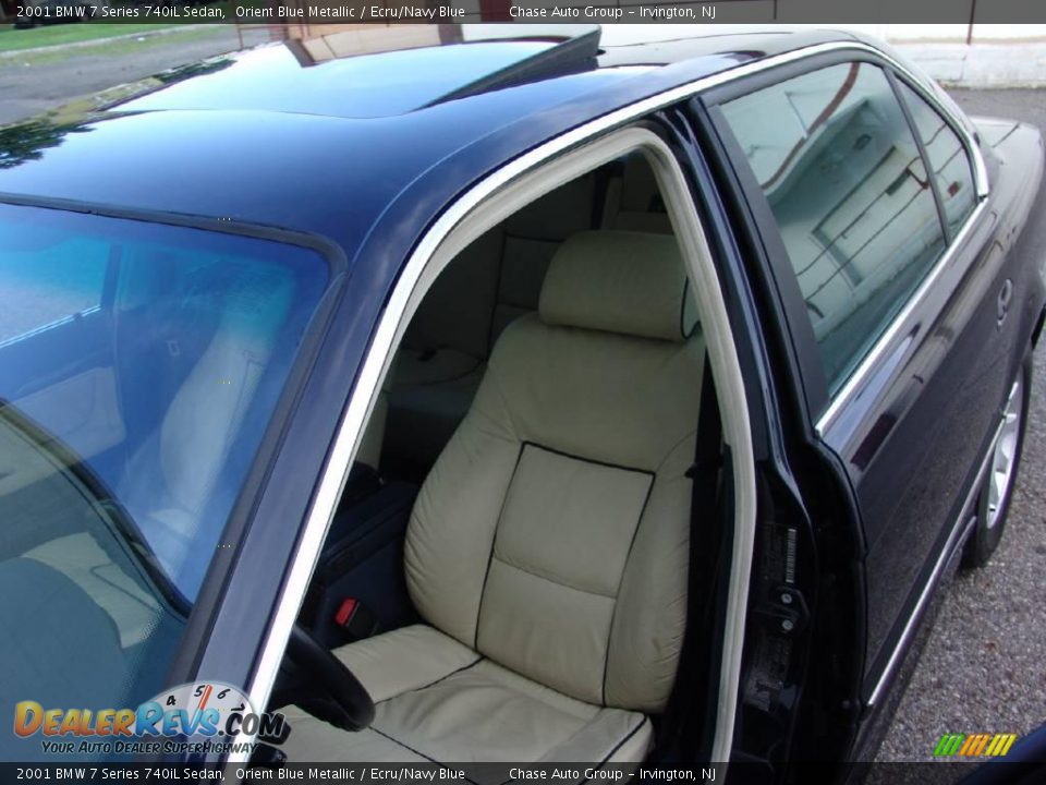 2001 BMW 7 Series 740iL Sedan Orient Blue Metallic / Ecru/Navy Blue Photo #27