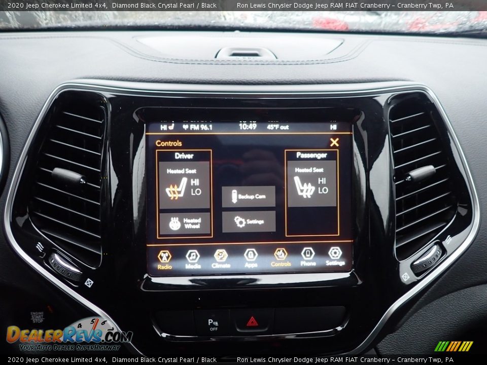 2020 Jeep Cherokee Limited 4x4 Diamond Black Crystal Pearl / Black Photo #16