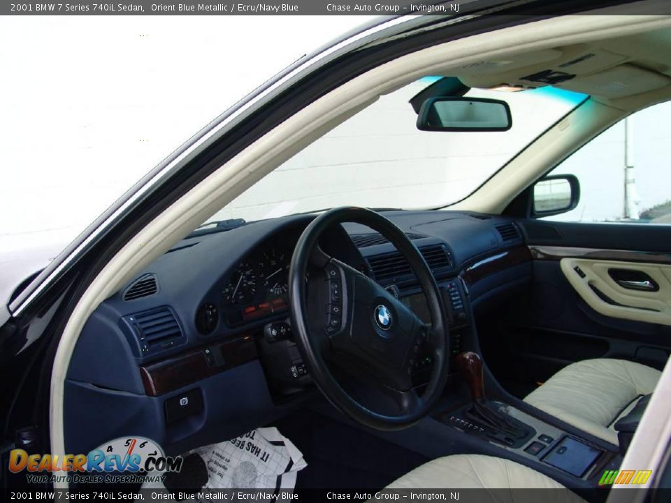 2001 BMW 7 Series 740iL Sedan Orient Blue Metallic / Ecru/Navy Blue Photo #28