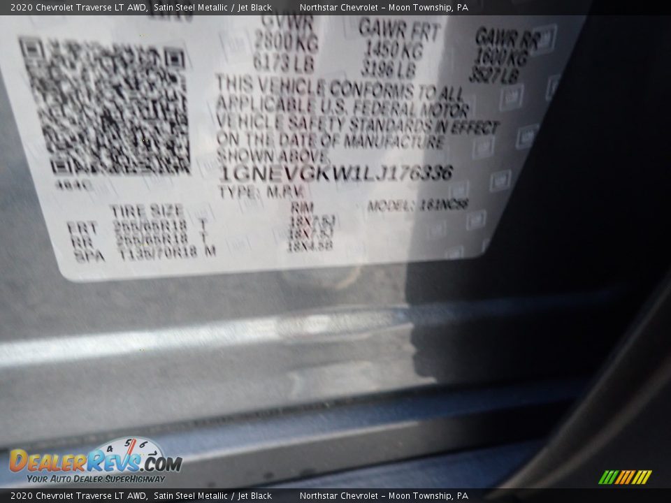 2020 Chevrolet Traverse LT AWD Satin Steel Metallic / Jet Black Photo #16