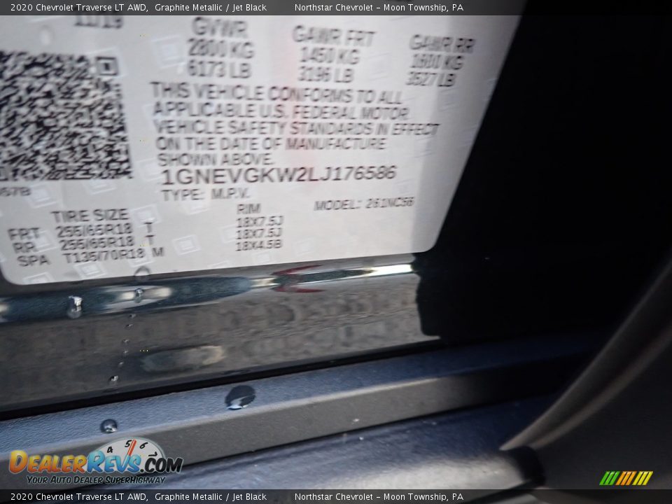 2020 Chevrolet Traverse LT AWD Graphite Metallic / Jet Black Photo #16