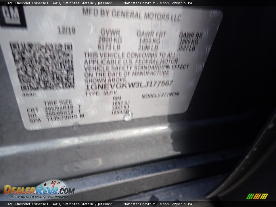 2020 Chevrolet Traverse LT AWD Satin Steel Metallic / Jet Black Photo #16
