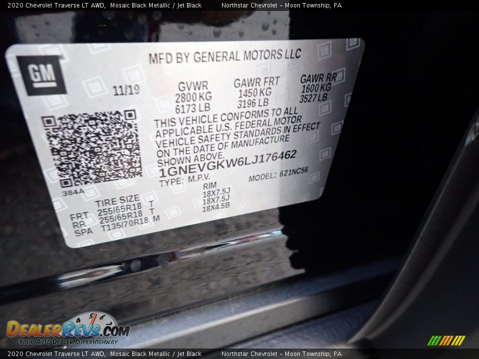 2020 Chevrolet Traverse LT AWD Mosaic Black Metallic / Jet Black Photo #16