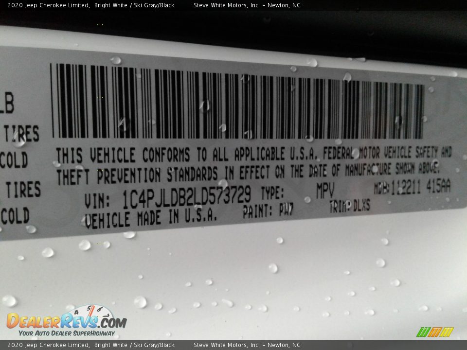 2020 Jeep Cherokee Limited Bright White / Ski Gray/Black Photo #33